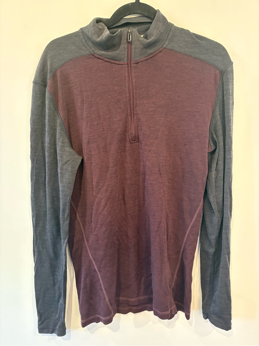 Smartwool Plum and Charcoal Crew with Striped Trim